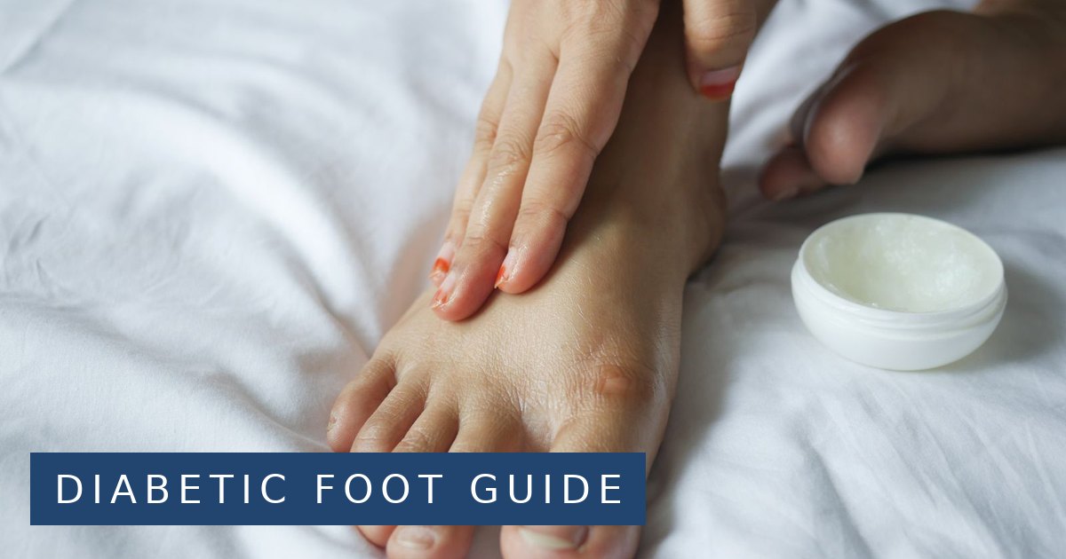 A person smoothing petroleum jelly onto the top of a foot, with the open jar beside it